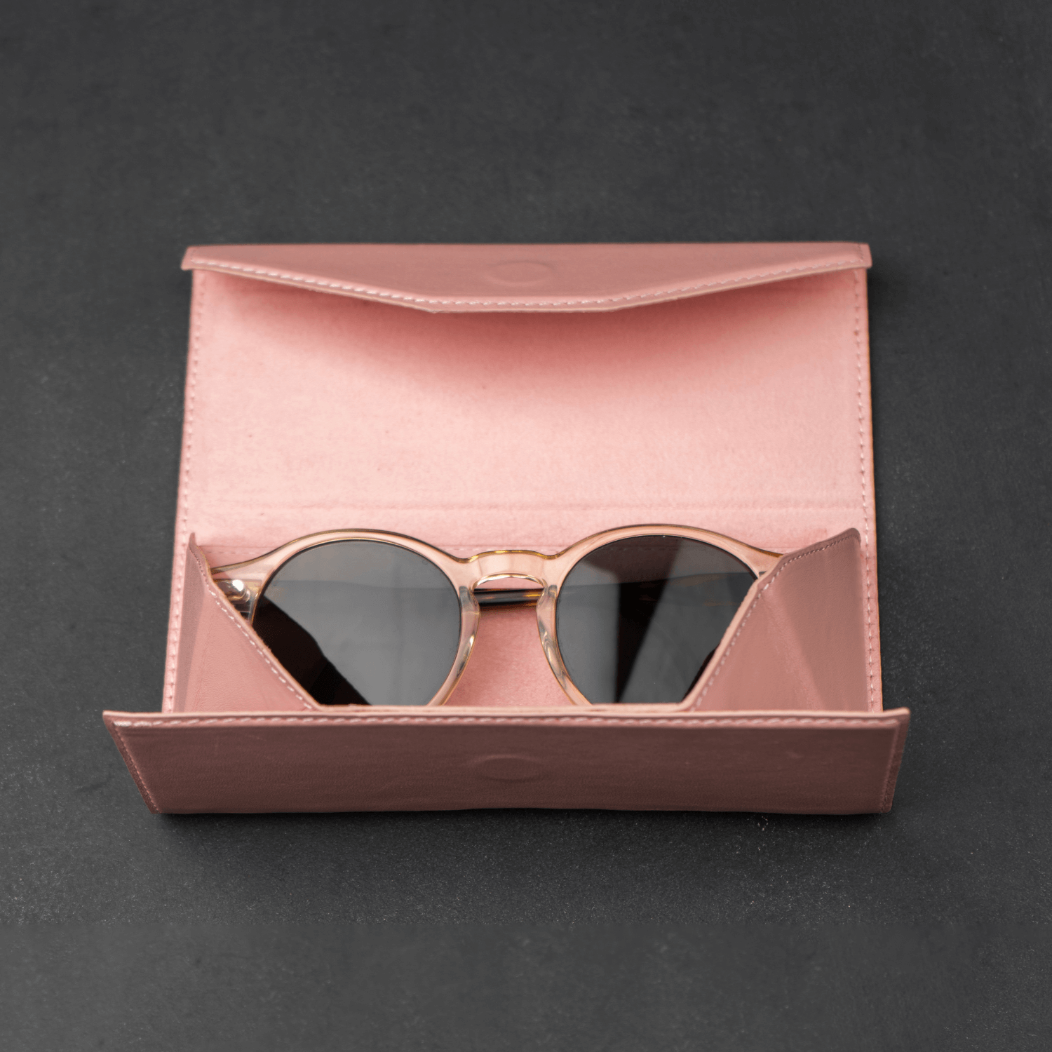 Pink Leather Sunglasses Case - LEATHEREE