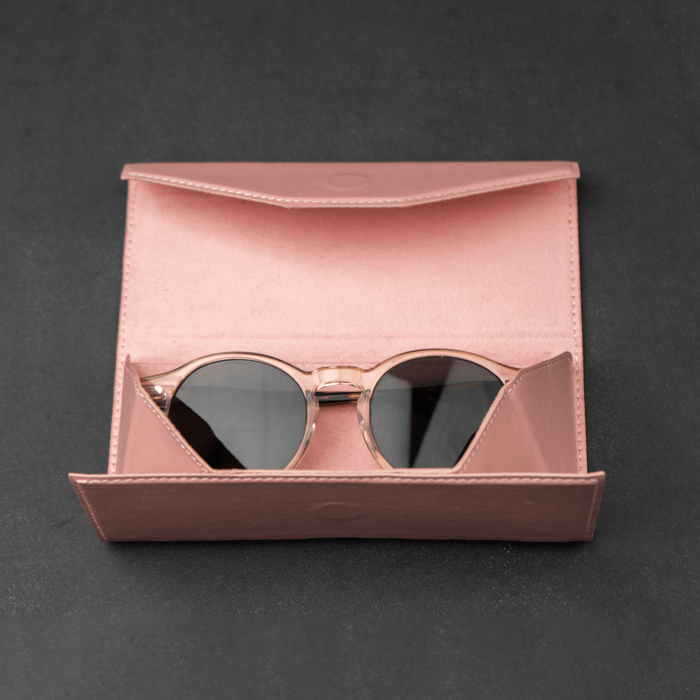 Pink Leather Sunglasses Case - LEATHEREE