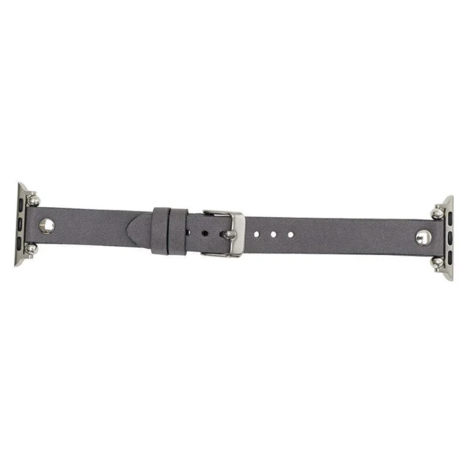 Dark Gray Leather Slim Apple Watch Band with Rivet - LEATHERE