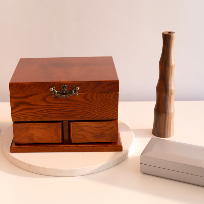 Elegant Wooden Jewelry Box with 5 Compartments