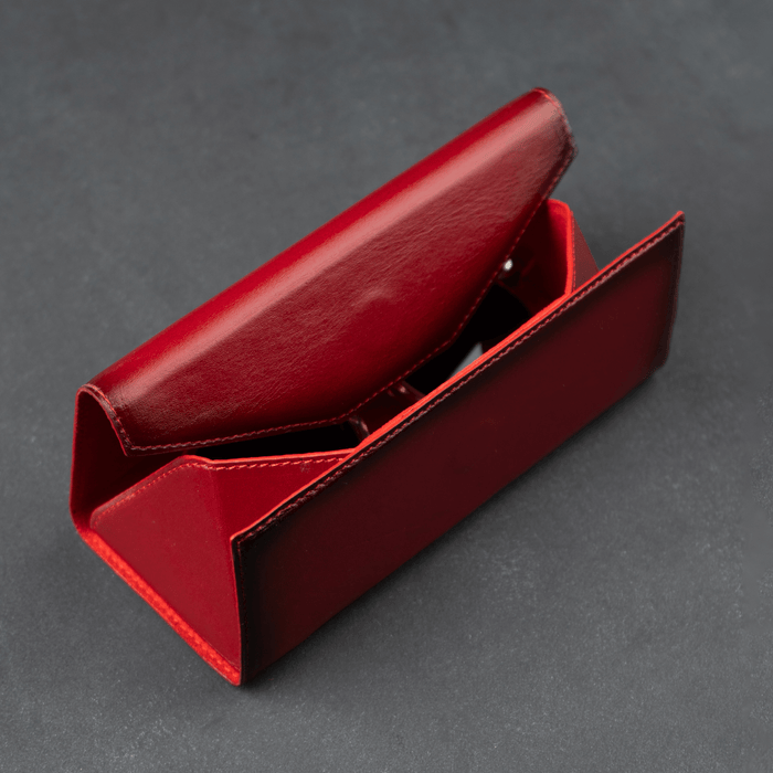 Red Leather Sunglasses Case - LEATHEREE