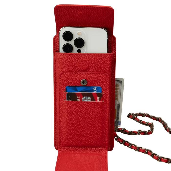 Red Leather iPhone Case with Integrated Wallet