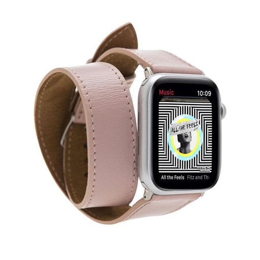 Pink Leather Double Tour Apple Watch Band - LEATHERE