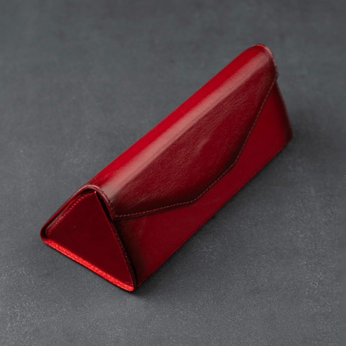 Red Leather Sunglasses Case - LEATHEREE