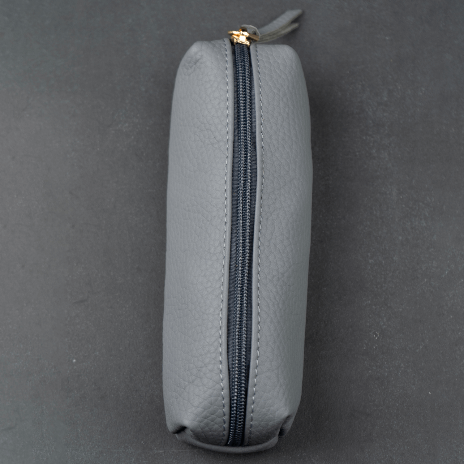 Elegant Leather Makeup Bag - Grey - Aurora