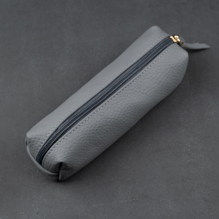 Elegant Leather Makeup Bag - Grey - Aurora