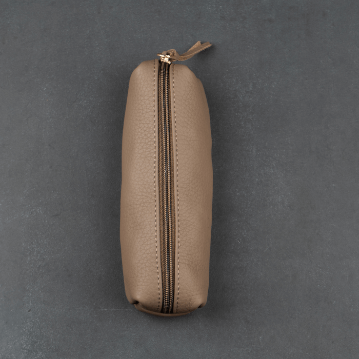 Elegant Leather Makeup Bag - Cream - Aurora