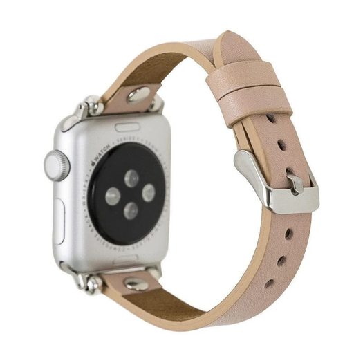 Nude Leather Slim Apple Watch Band with Rivet - LEATHERE