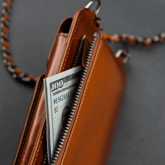 Brown Leather Crossbody Phone Bag & Wallet - LEATHERE