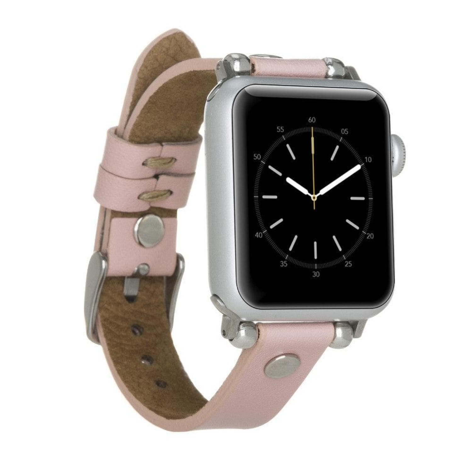 Pink Leather Slim Apple Watch Band with Rivet - LEATHERE