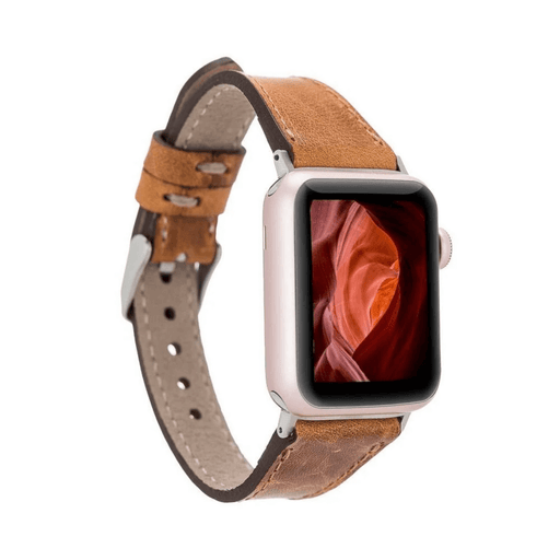 Caramel Brown Leather Slimy Apple Watch Band - LEATHERE