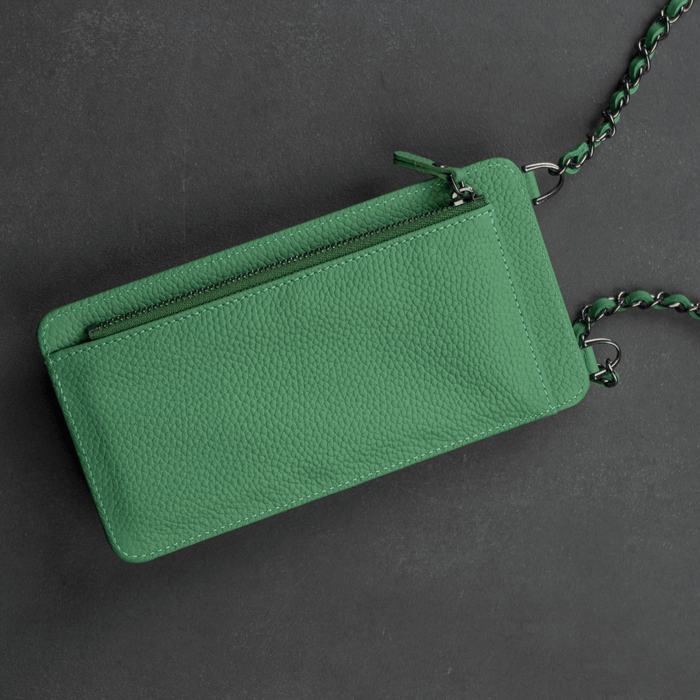 Green Leather Crossbody Phone Bag & Wallet - LEATHERE