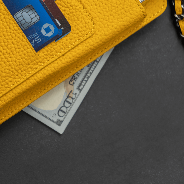 Yellow Leather Crossbody Phone Bag & Wallet - LEATHERE