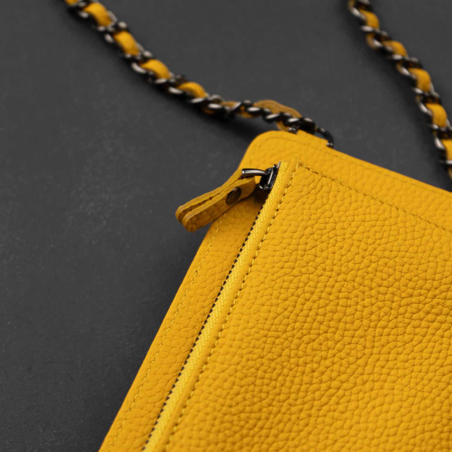 Yellow Leather Crossbody Phone Bag & Wallet - LEATHERE