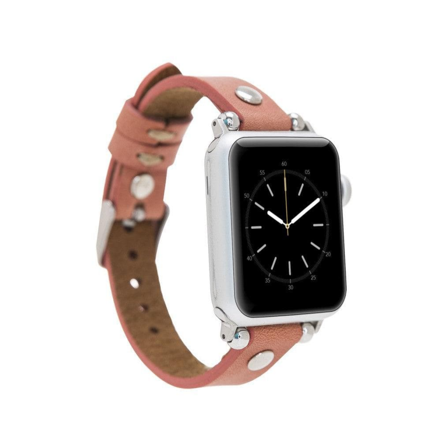 Dusty Rose Leather Slim Apple Watch Band with Rivet - LEATHERE