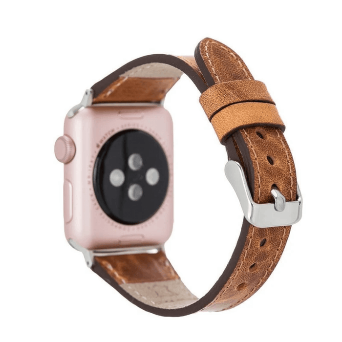 Caramel Brown Leather Slimy Apple Watch Band - LEATHERE