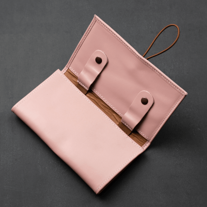 Pink Leather Travel Cable & Tech Organizer - LEATHERE