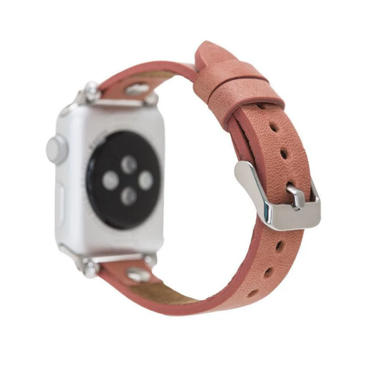 Dusty Rose Leather Slim Apple Watch Band with Rivet - LEATHERE