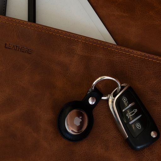 Leather Apple AirTag Keychain Holder - LEATHERE