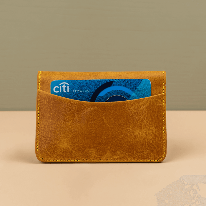 Yellow Leather Thin Wallet with Card Holder - LEATHERE