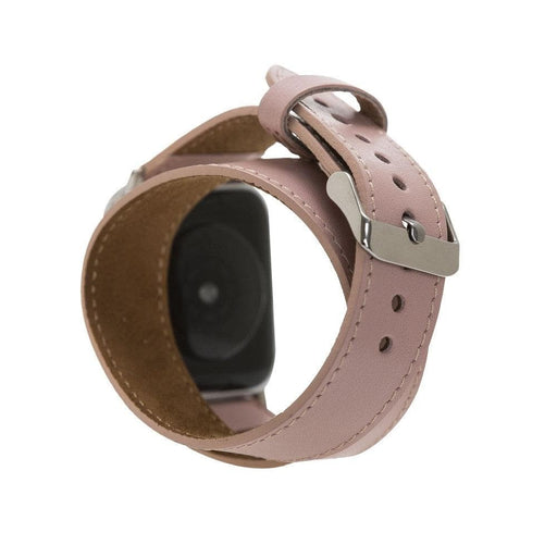 Pink Leather Double Tour Apple Watch Band - LEATHERE