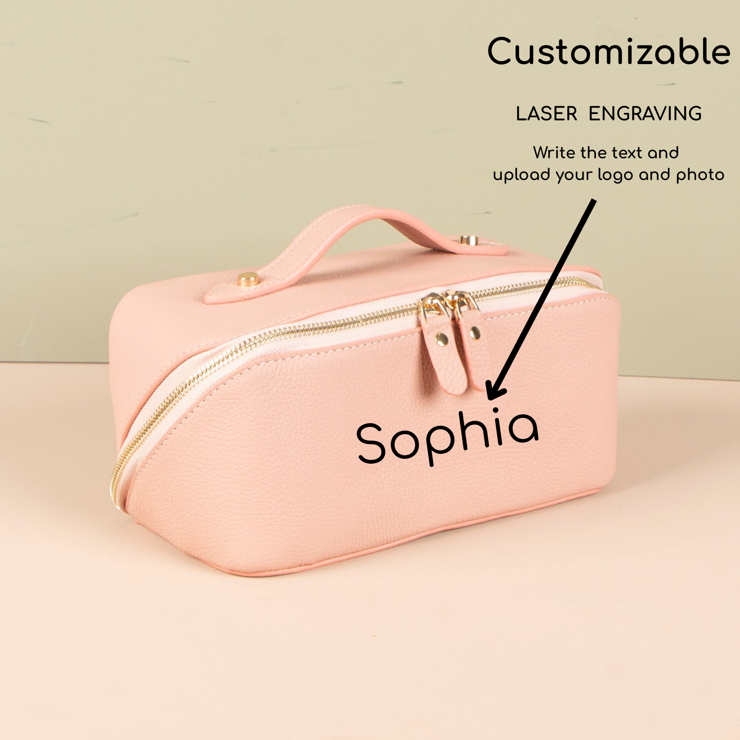 Luxury Leather Travel Vanity Case – Elegant & Spacious- Blush pink - San Jose
