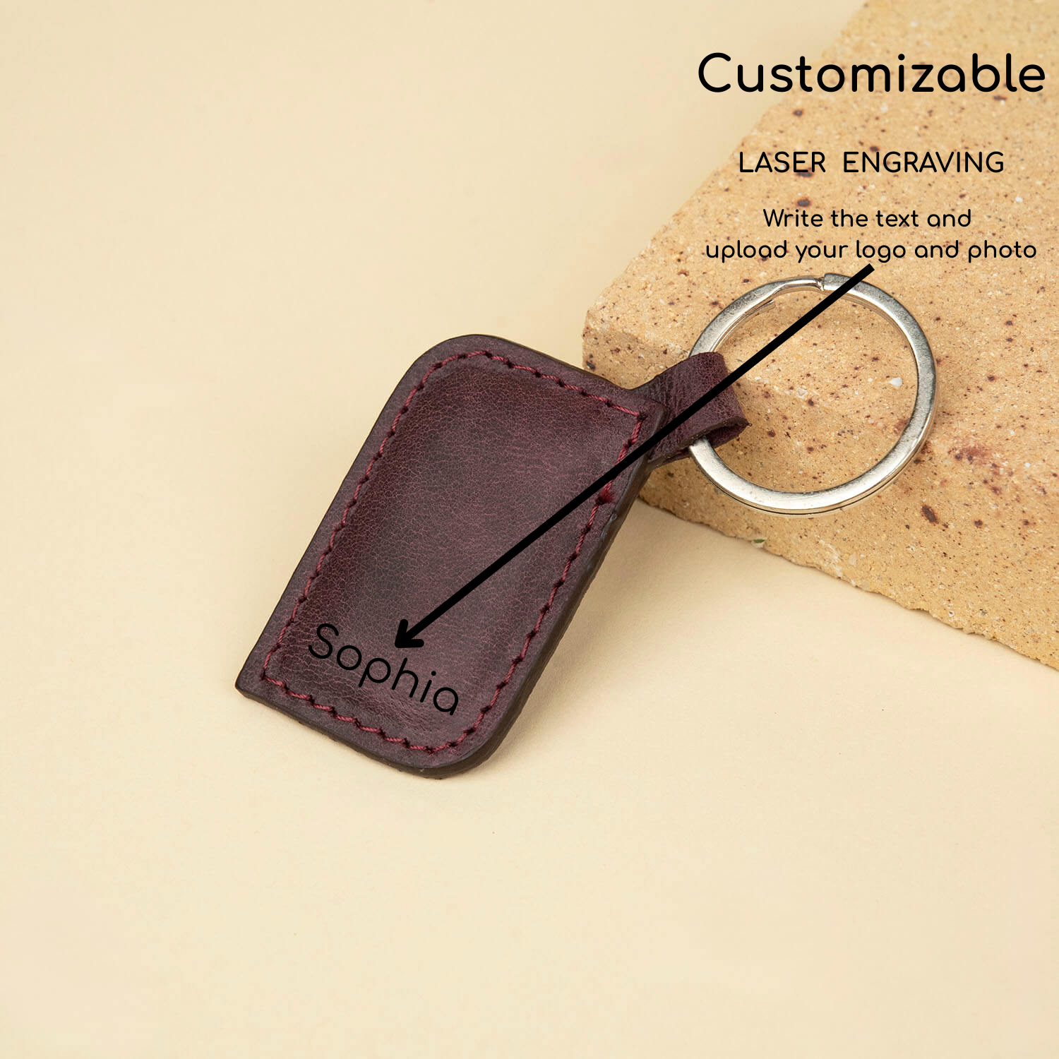 Stylish Leather Keychain - Purple - Burbank