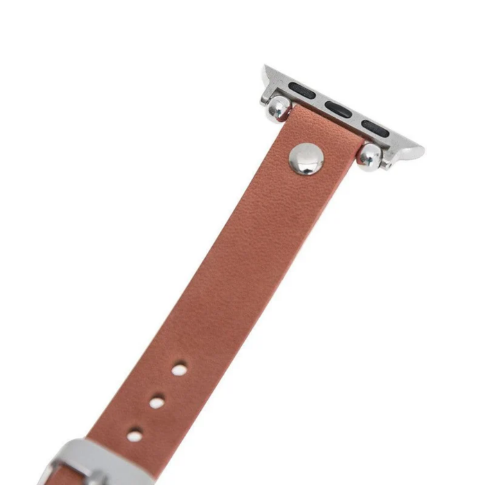 Dusty Rose Leather Slim Apple Watch Band with Rivet - LEATHERE