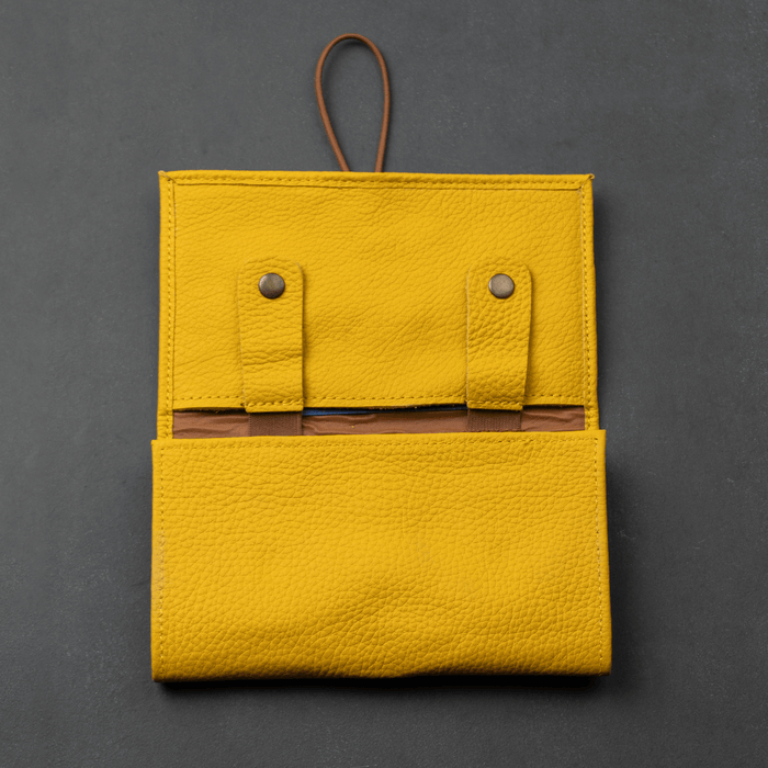 Yellow Leather Travel Cable & Tech Organizer - LEATHERE