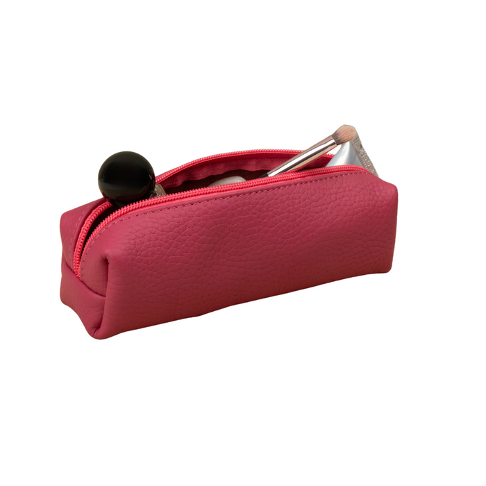 Elegant Leather Makeup Bag - Pink - Aurora