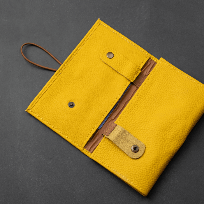 Yellow Leather Travel Cable & Tech Organizer - LEATHERE