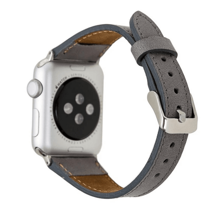 Dark Grey Leather Slimy Apple Watch Band - LEATHERE