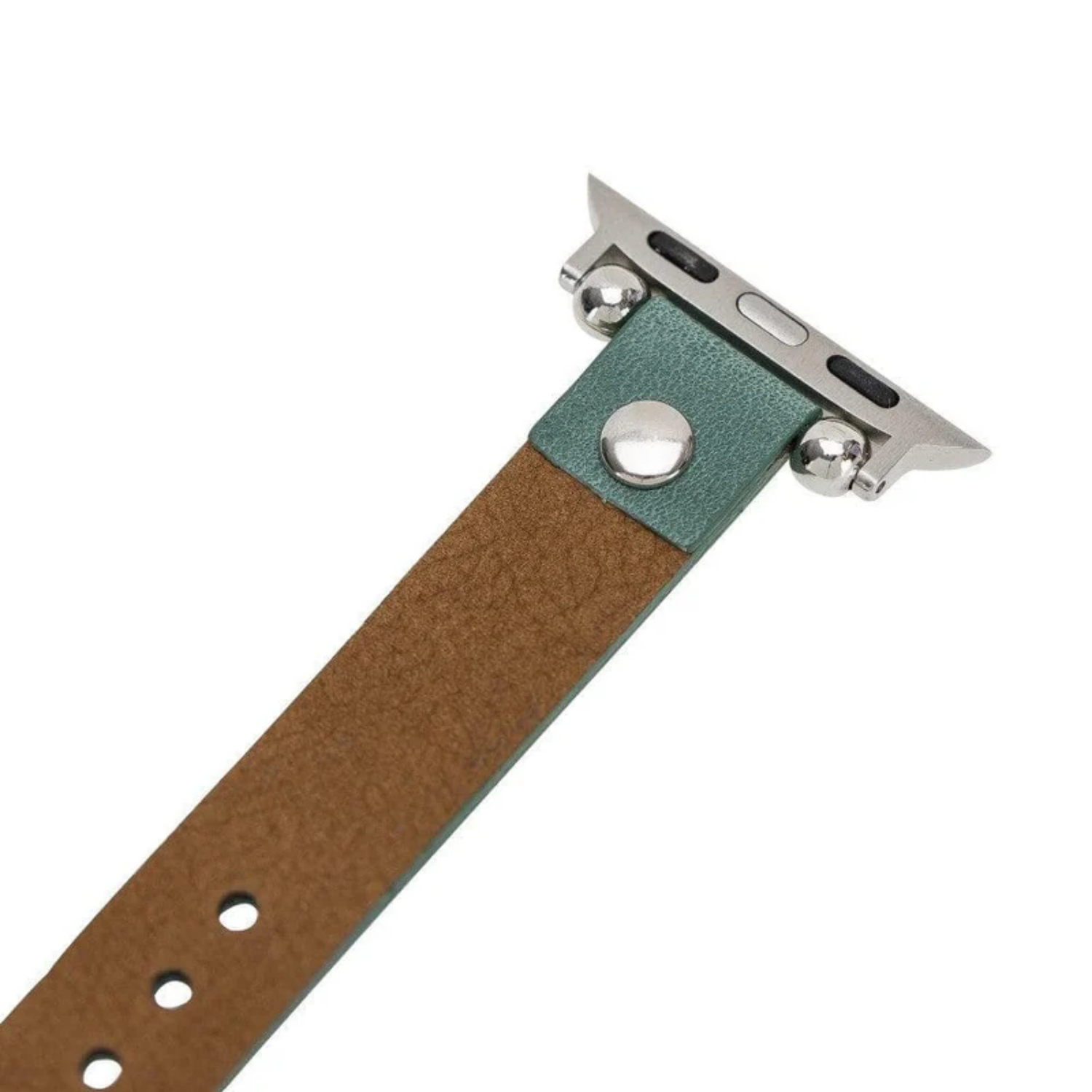 Mint Green Leather Slim Apple Watch Band with Rivet - LEATHERE