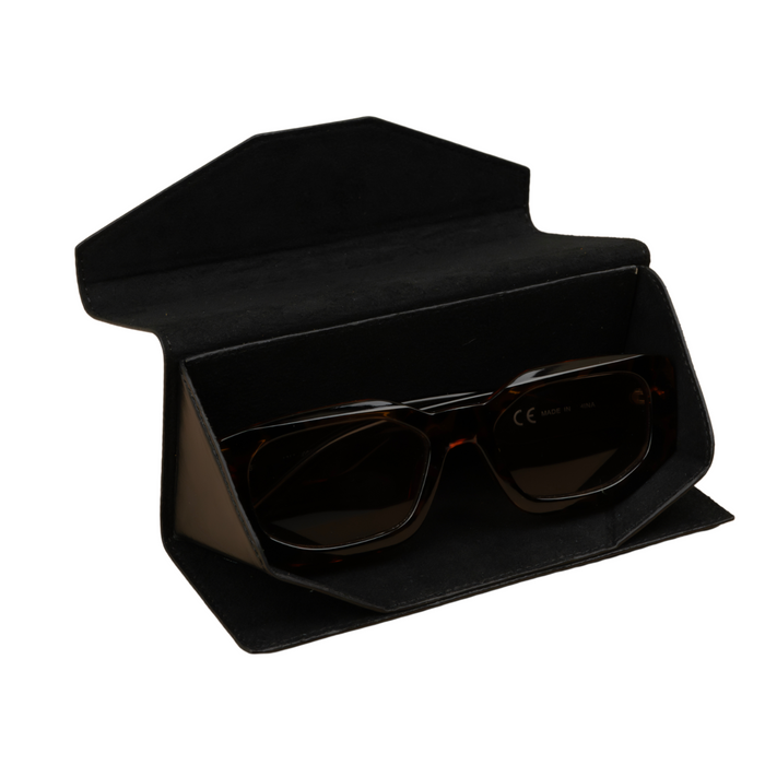 Black Leather Sunglasses Case - LEATHEREE