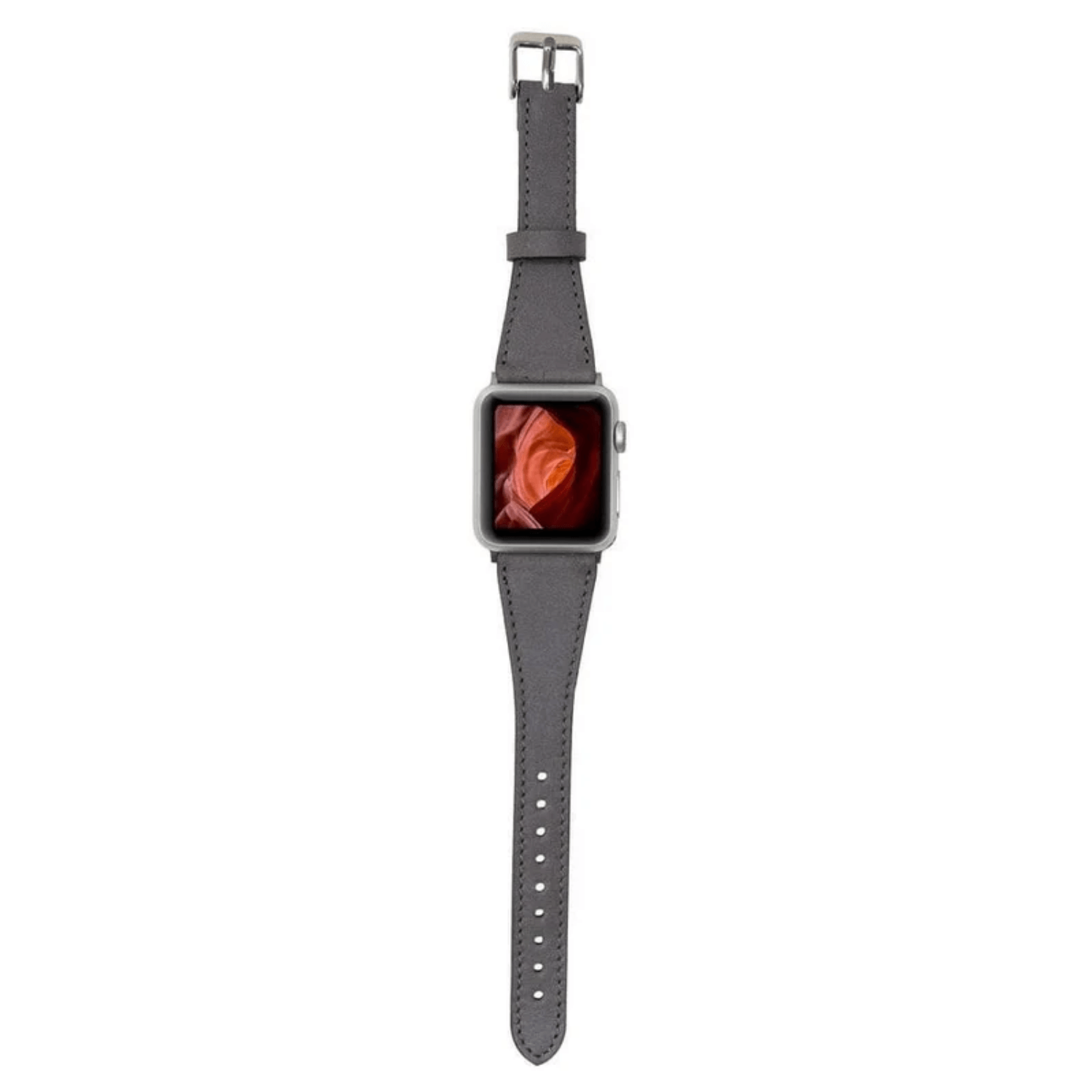 Dark Grey Leather Slimy Apple Watch Band - LEATHERE