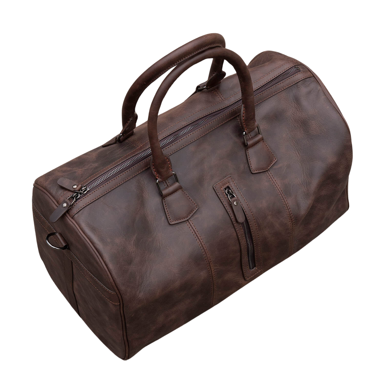 Vintage Leather Weekender Bag - Dark Brown - Edison