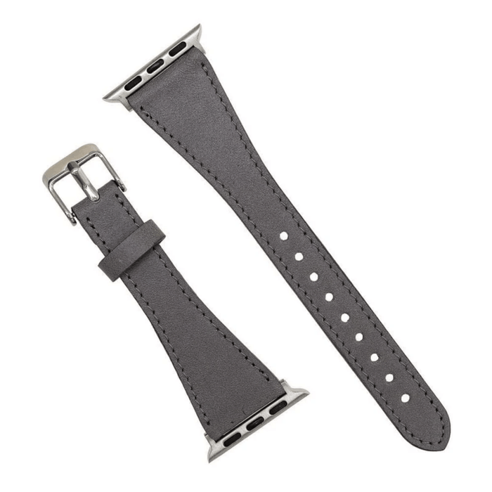 Dark Grey Leather Slimy Apple Watch Band - LEATHERE