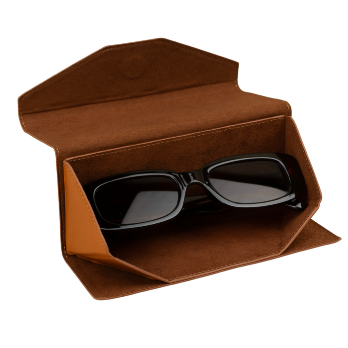 Rustic Brown Leather Sunglasses Case - LEATHEREE