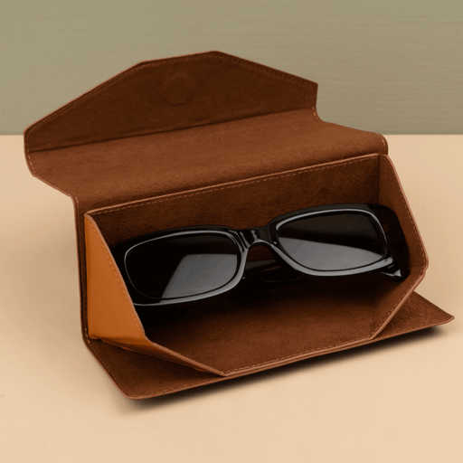 Rustic Brown Leather Sunglasses Case - LEATHEREE