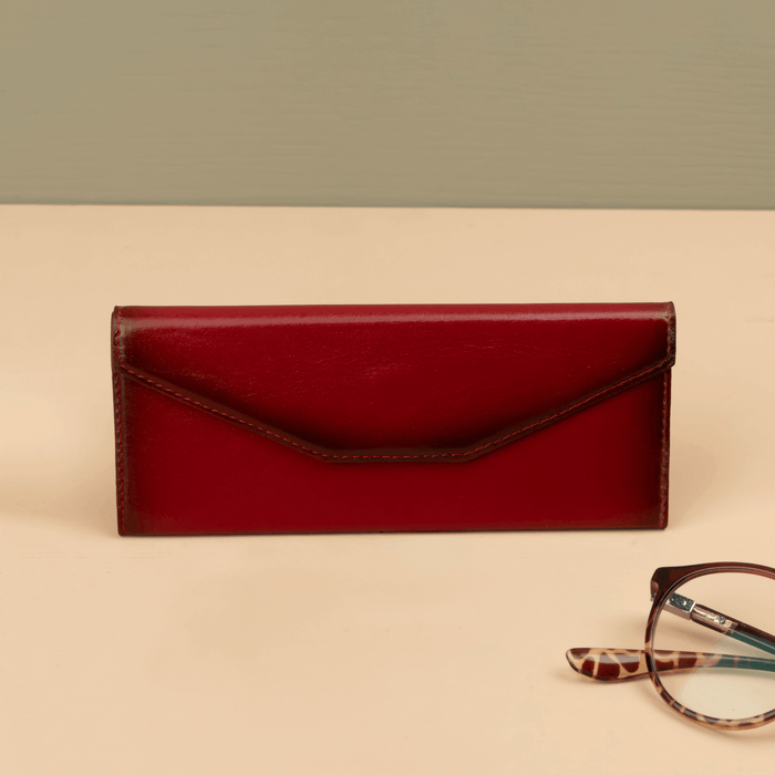 Red Leather Sunglasses Case - LEATHEREE