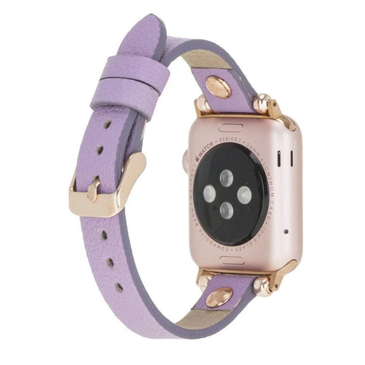 Light Purple Leather Slim Apple Watch Band with Rivet - LEATHERE