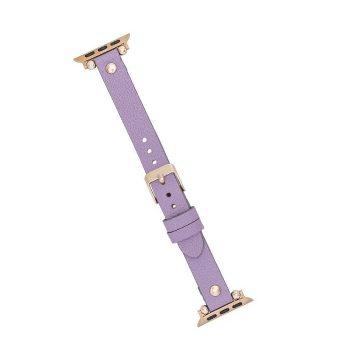 Light Purple Leather Slim Apple Watch Band with Rivet - LEATHERE