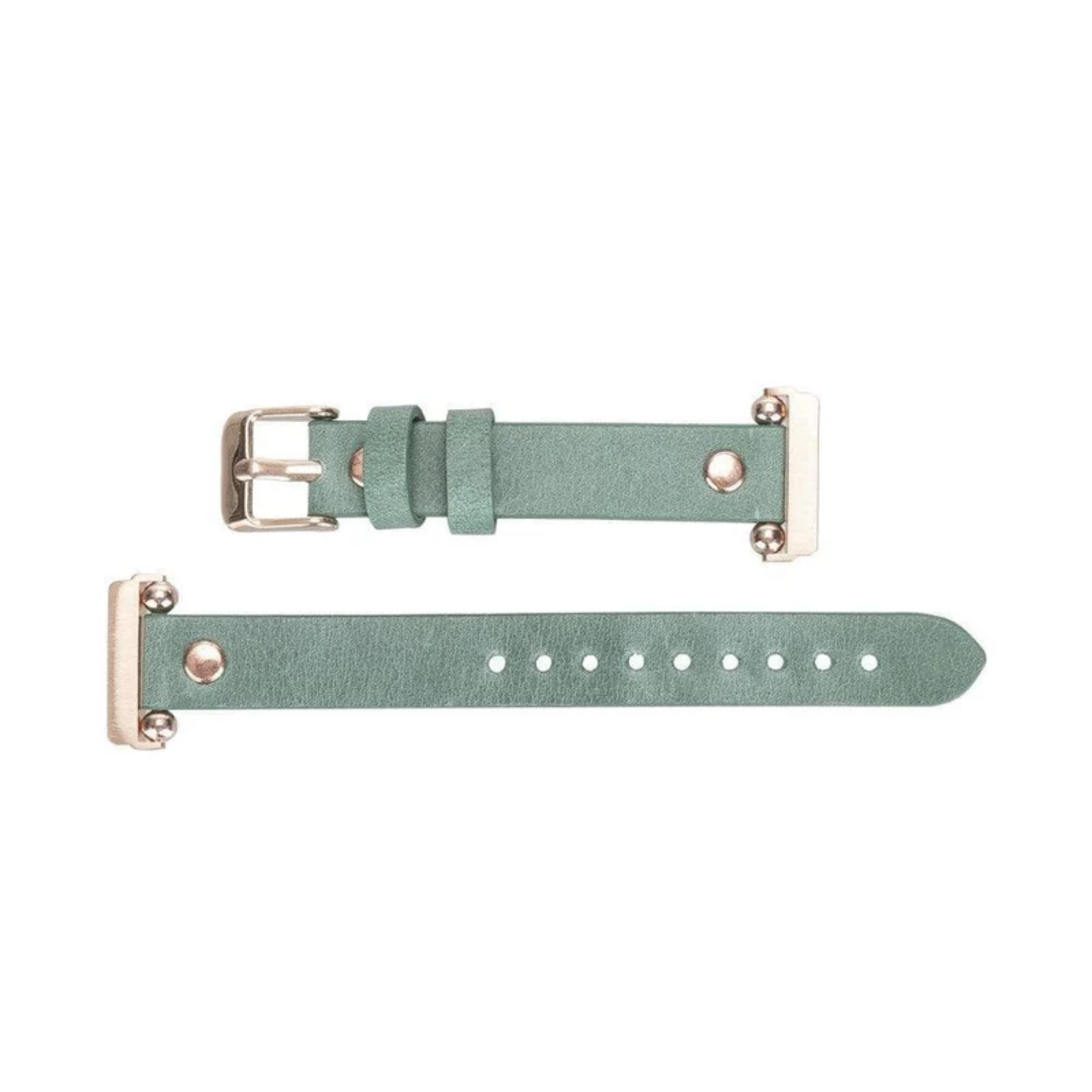 Pastel Green Leather Slim Apple Watch Band with Rivet - LEATHERE