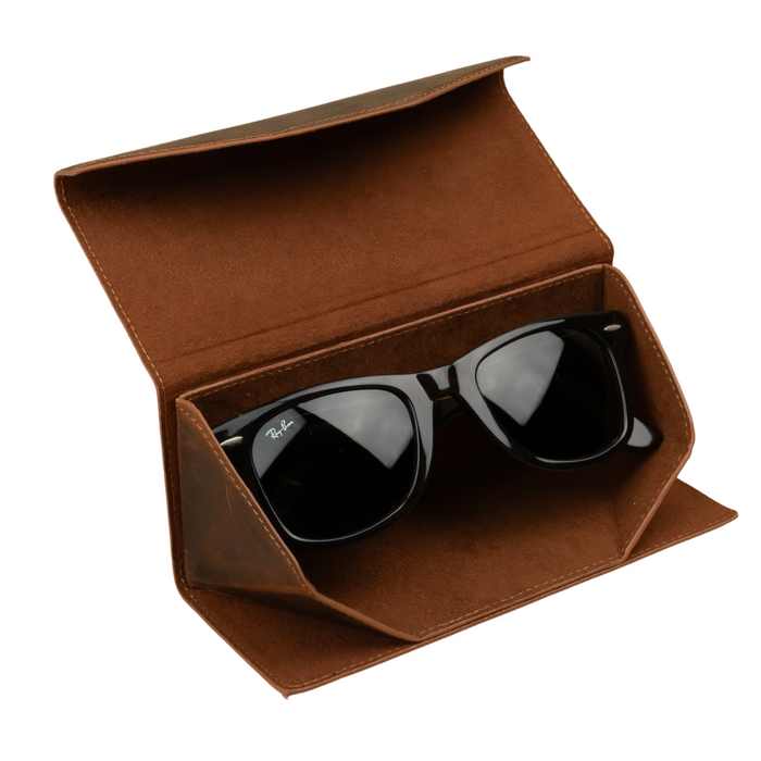 Dark Brown Leather Sunglasses Case - LEATHEREE