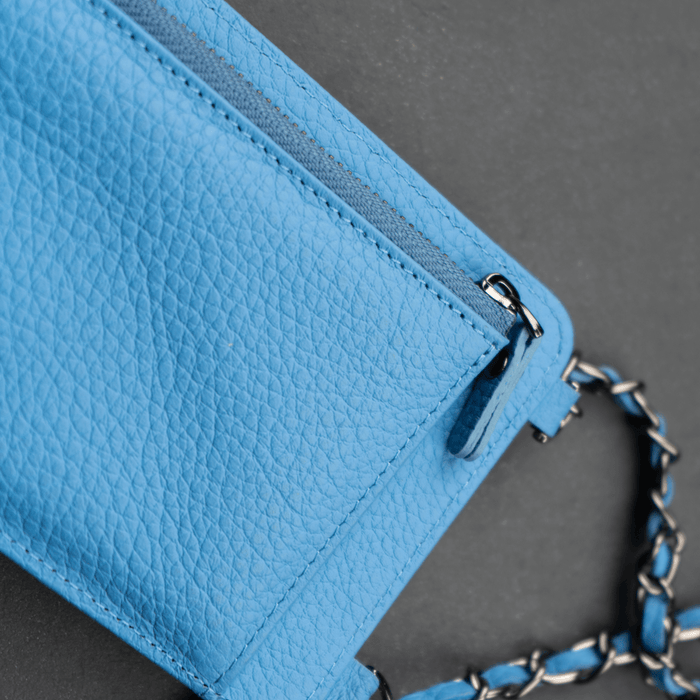 Blue Leather Crossbody Phone Bag & Wallet - LEATHERE