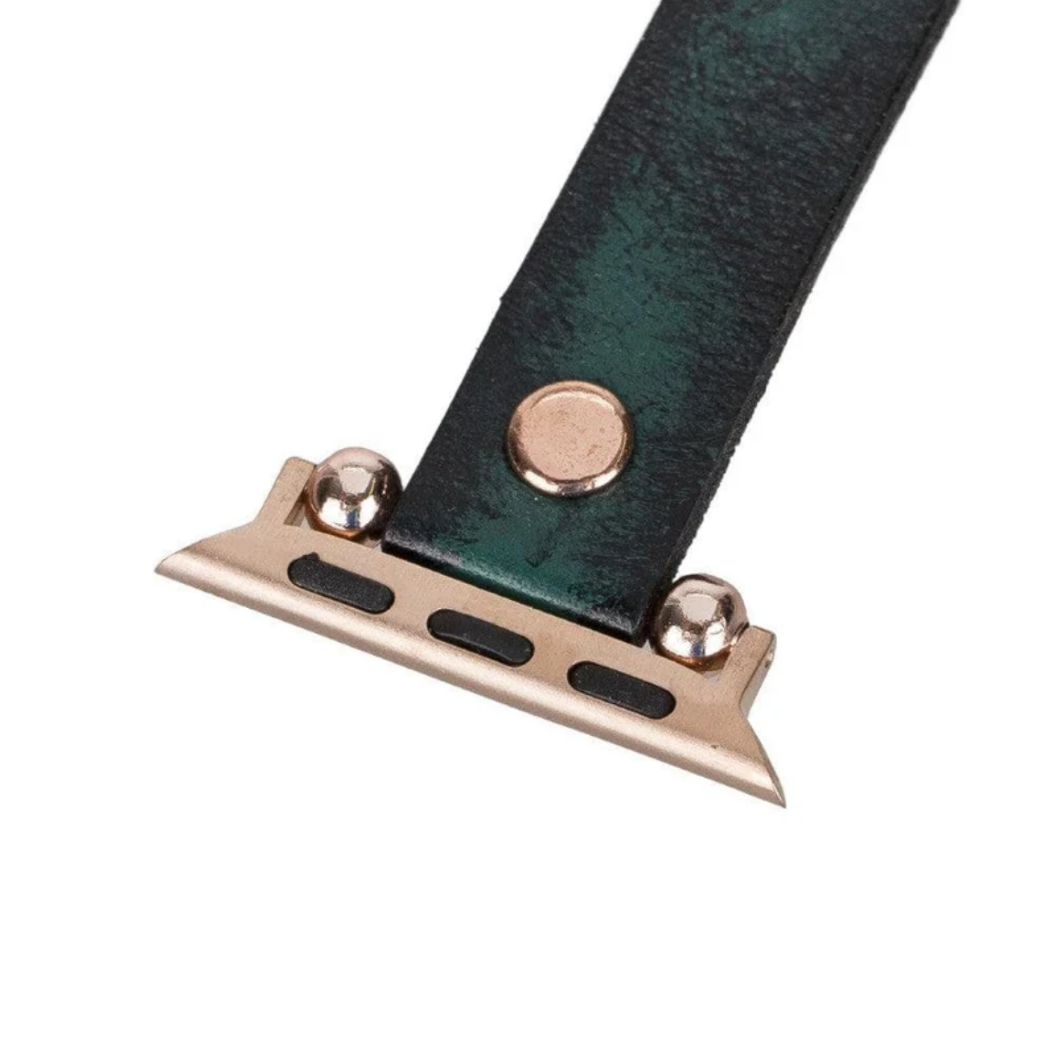 Vintage Green Leather Slim Apple Watch Band with Rivet - LEATHERE