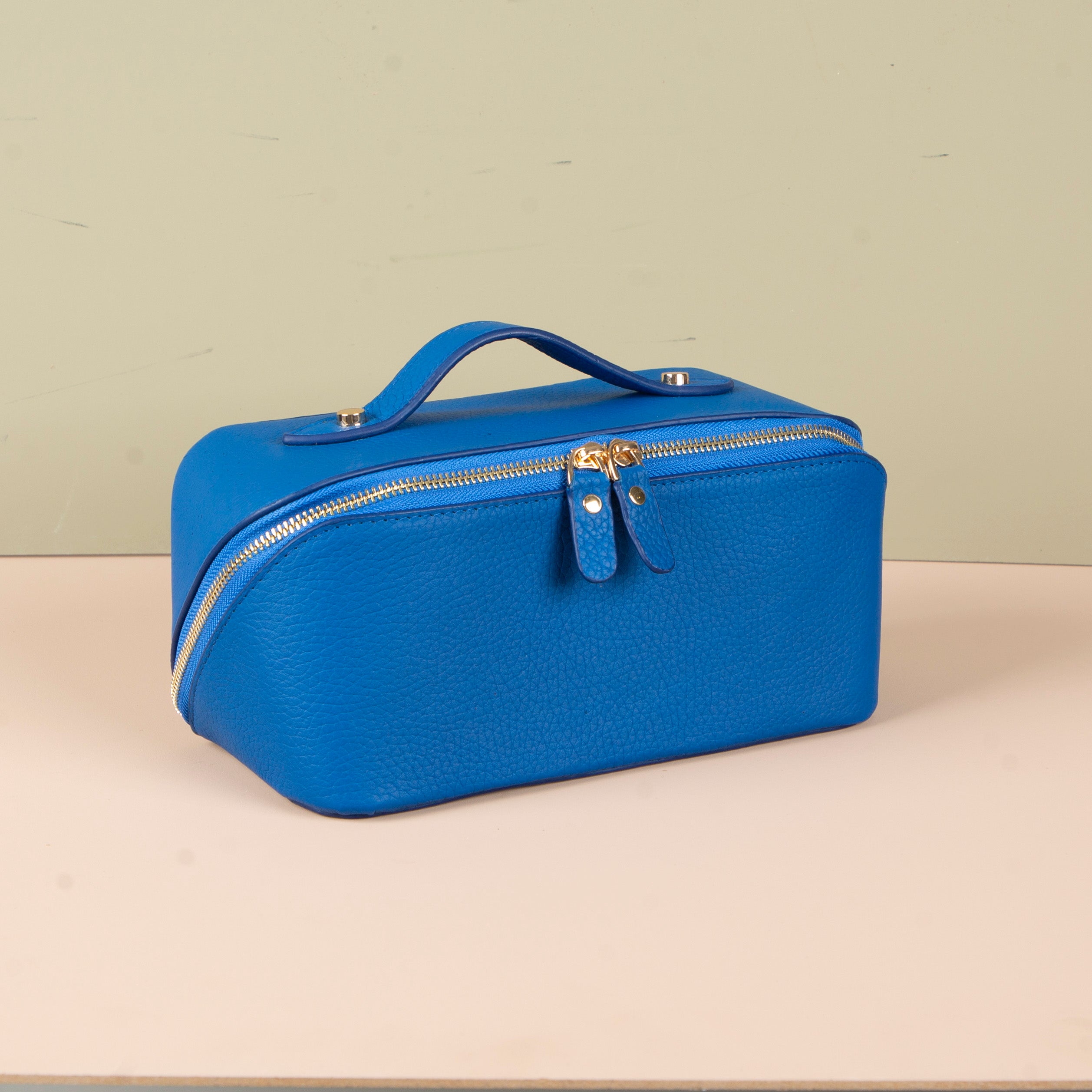 Luxury Leather Travel Vanity Case – Elegant & Spacious-Royal blue - San Jose