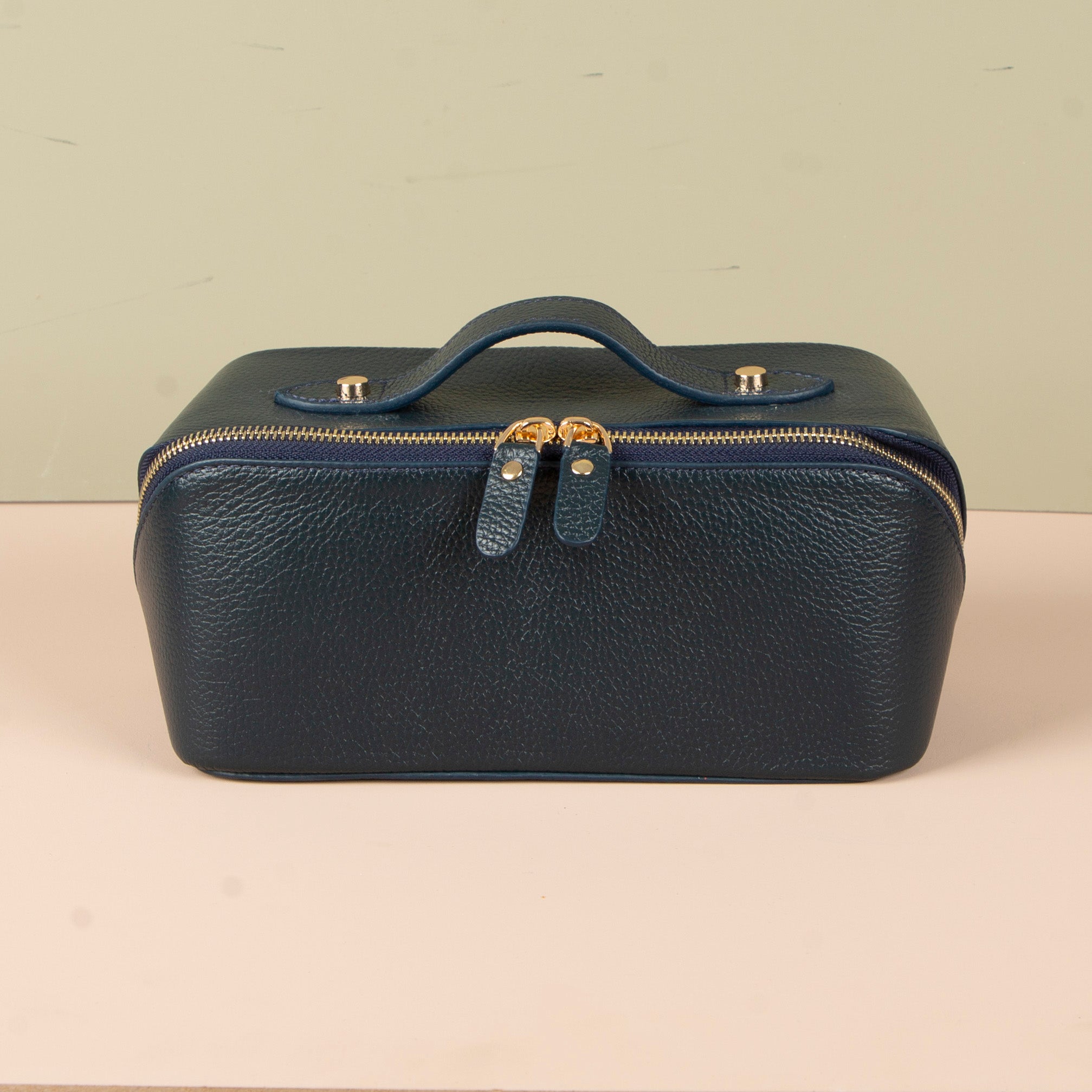 Luxury Leather Travel Vanity Case – Elegant & Spacious-Midnight blue - San Jose