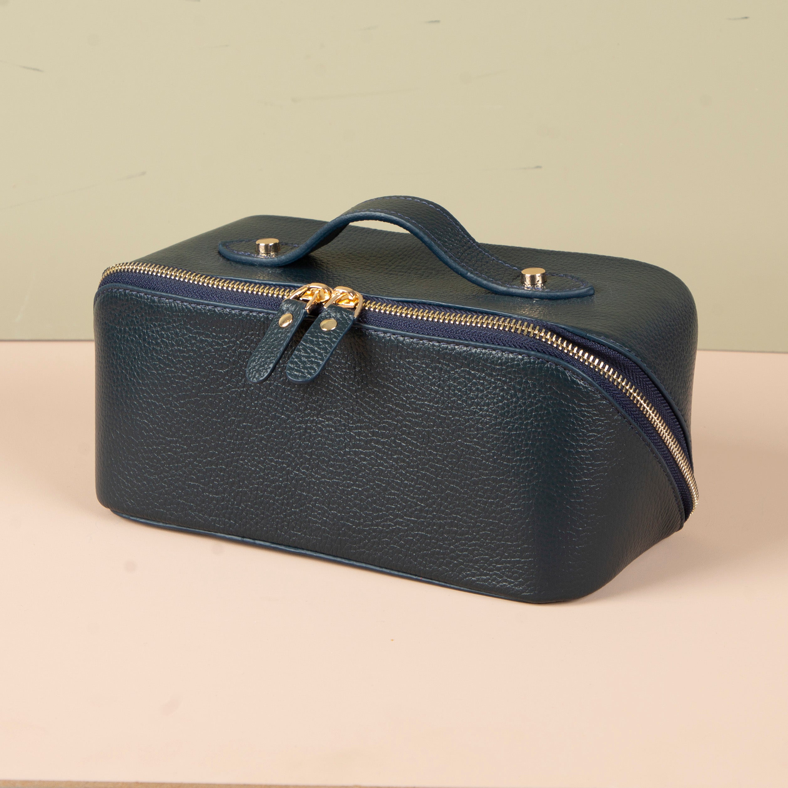 Luxury Leather Travel Vanity Case – Elegant & Spacious-Midnight blue - San Jose