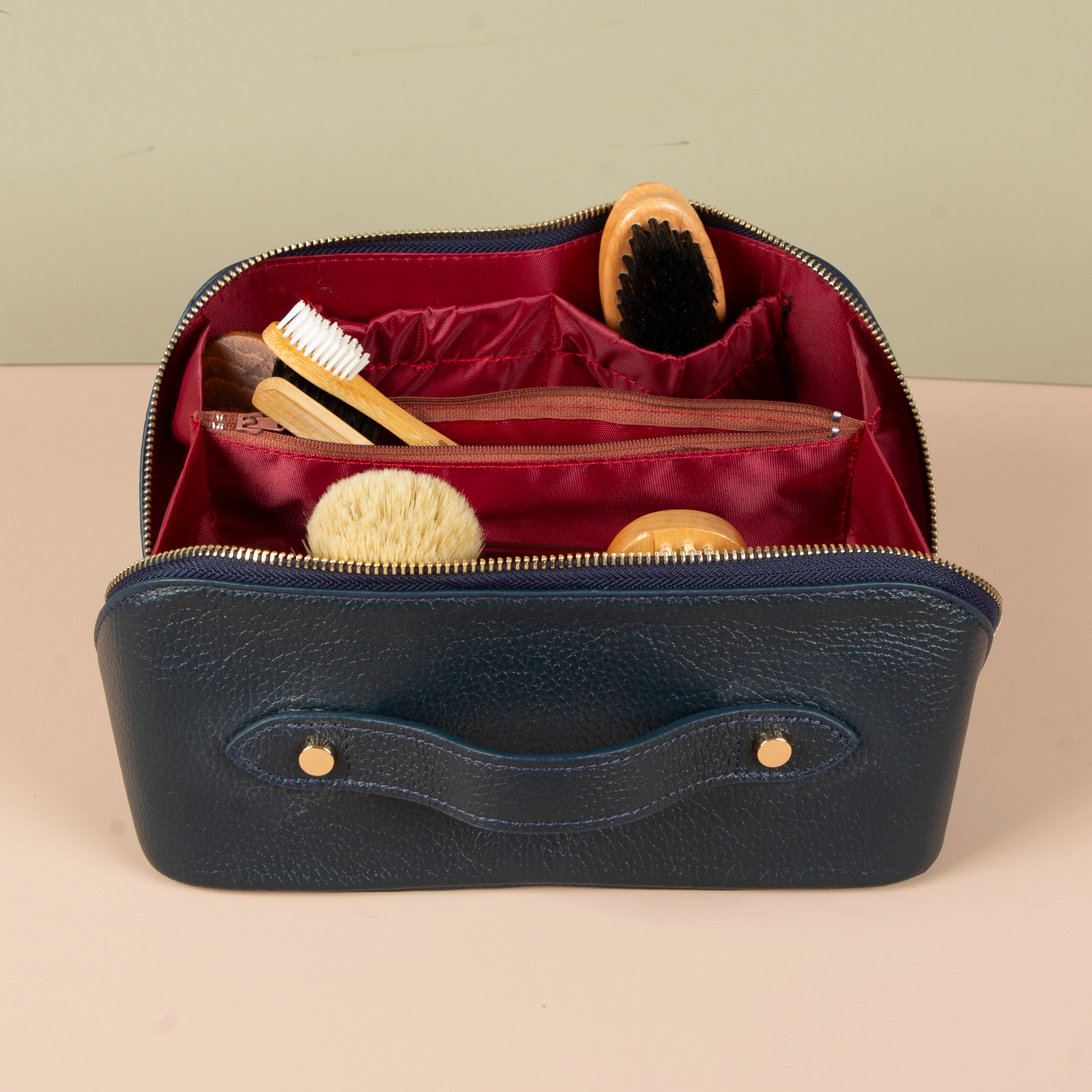 Luxury Leather Travel Vanity Case – Elegant & Spacious-Midnight blue - San Jose